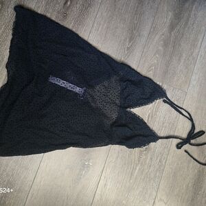 Savage X Fenty Black Sheer Polka Dot Top